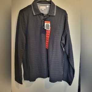 NEW- Ted Baker Black Long Sleeve Polo, Size Medium